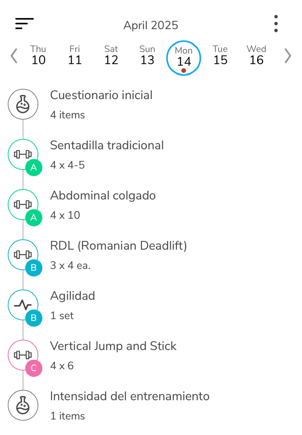 Sesión de entrenamiento